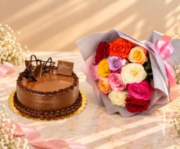 Dozen Multi Roses With Cake