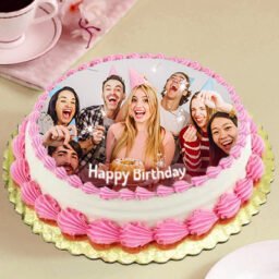 Pink Birthday Photo Cake