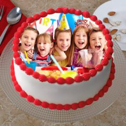 Red Birthday Photo Cake