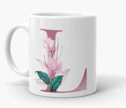 Alternative view of Personalised Pink Floral Initial Mug