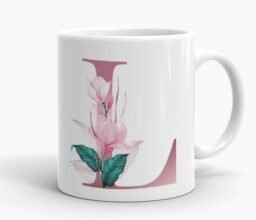 Personalised Pink Floral Initial Mug