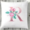 Floral Initial Pink Personalised Cushion
