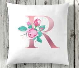Floral Initial Pink Personalised Cushion