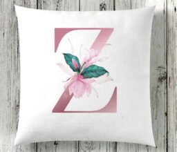 Floral Initial Pink Personalised Cushion - Image 3