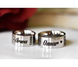 Alternative view of Personalised Ring set Name -  Wedding or engagement