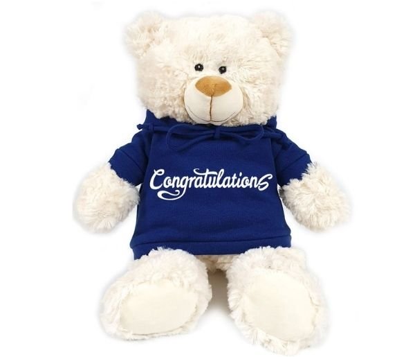 Congratulations - Cream Bear blue 38cm
