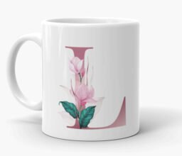 Alternative view of Single Floral Initial Personalised Mug