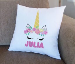 Unicorn Personalised Name Cushion