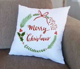 Merry Christmas Wreath Cushion