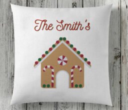 Personalised Name Gingerbread House Cushion