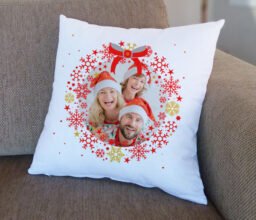Personalised Photo Snowflake Wreath Cushion