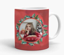 Personalised Photo Xmas Wreath Mug