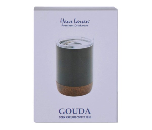 GOUDA - Hans Larsen Vacuum Mug With Cork Base - Black - Image 5