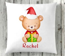 Personalized Teddy Name Christmas Cushion