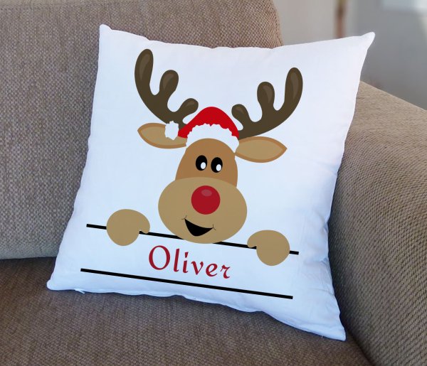 Personalized Reindeer Name Christmas Cushion - Image 2
