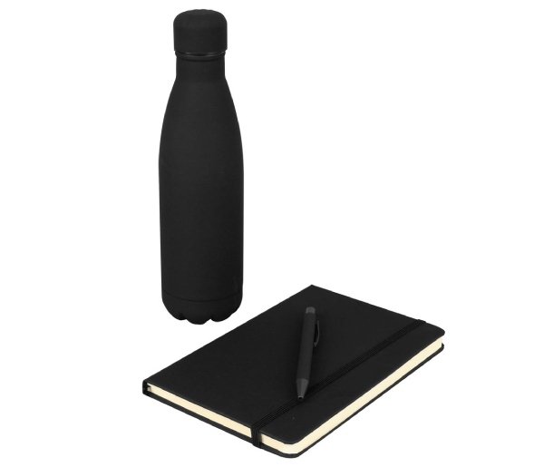 LAUTA - Giftology Set of Stainless Bottle, Notebook and Pen - Black - Image 2