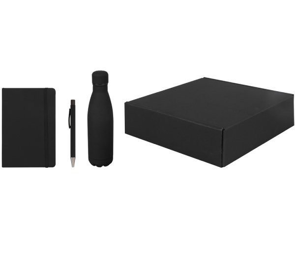 LAUTA - Giftology Set of Stainless Bottle, Notebook and Pen - Black - Image 3