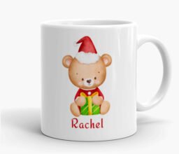 Alternative view of Personalized Name Christmas Teddy Mug