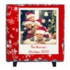 Personalized White Snowflake Family Photo and Name Stone