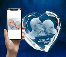 Medium Heart Cube Crystal Personalised