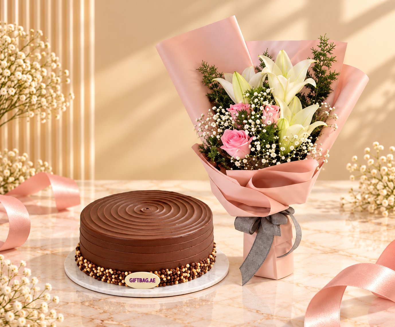 Birthday Cake and Flowers