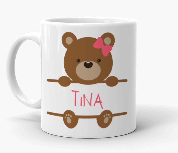 Personalized Name Teddy Girl Mug