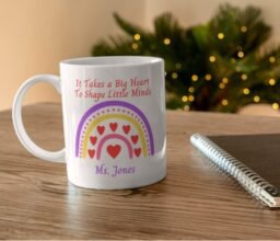 Alternative view of Rainbow Heart Teacher Personalized Name Mug
