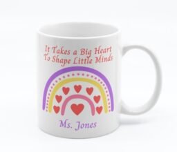 Rainbow Heart Teacher Personalized Name Mug