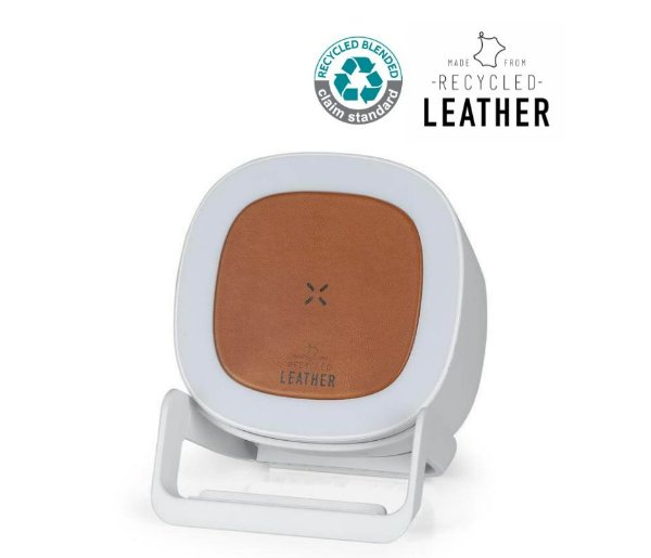 TASOVA - @memorii Recycled 15W Wireless Charger Bluetooth Speaker - White/Tan