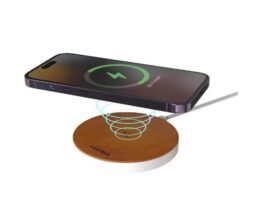 Alternative view of ANZIO - Recycled Leather 15W Wireless Charger - White/Tan