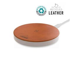 ANZIO - Recycled Leather 15W Wireless Charger - White/Tan