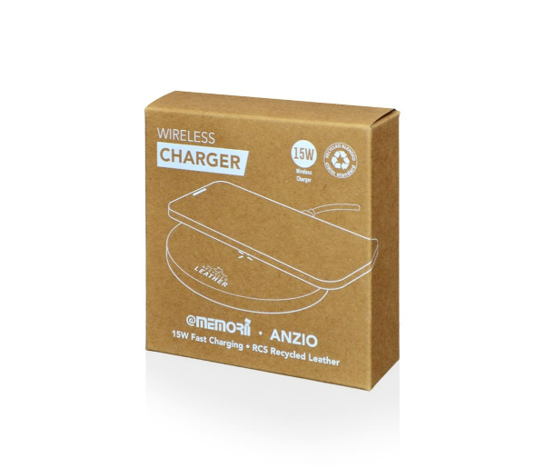 ANZIO - Recycled Leather 15W Wireless Charger - White/Tan - Image 6