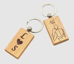 Personalised Love Initial Wooden Keychain