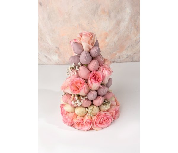Chocolate Strawberries And Roses Tower - Image 2