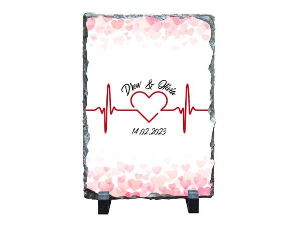 Personalised Heartbeat Couple Name Stone