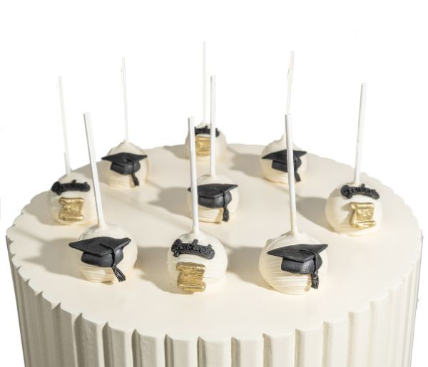 White Chocolate Graduation Cake Pops