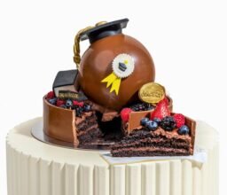 Alternative view of Graduation Cake with Fresh Fruits