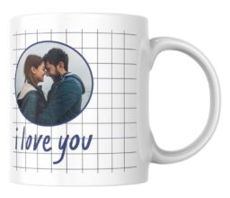 Alternative view of Black, White and Pink Love Personalised Mug