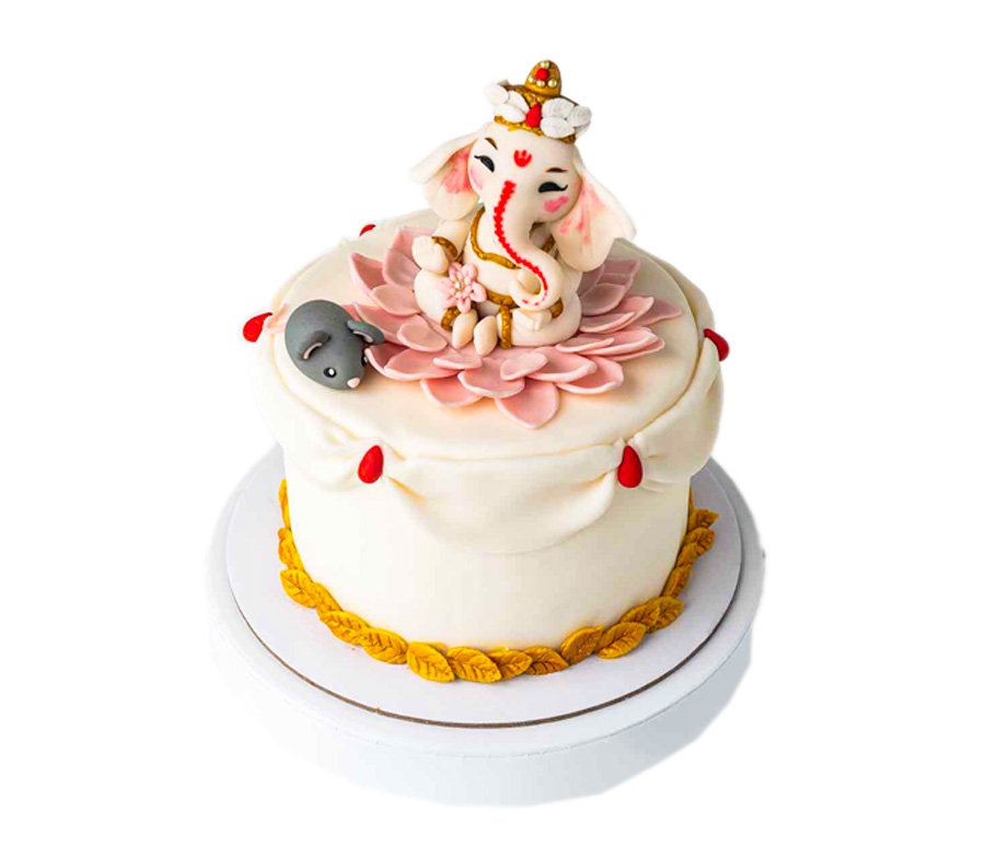 Ganpathi and Mouse Theme Cake - Image 2