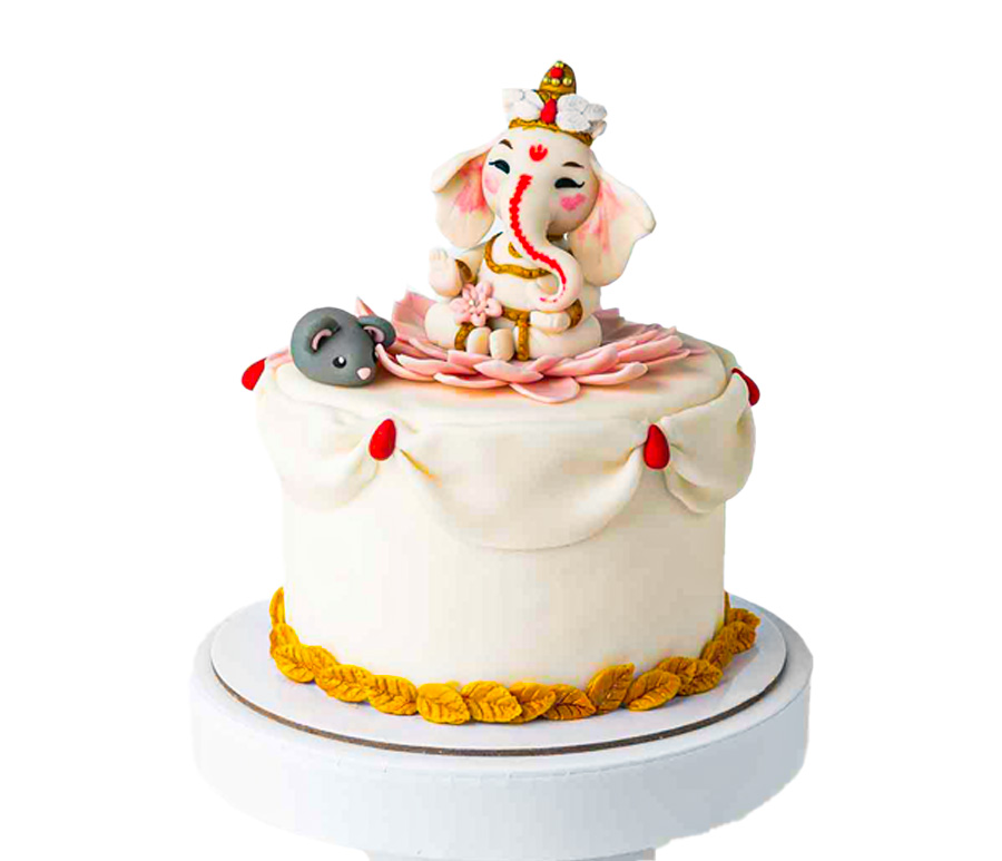 Ganpathi and Mouse Theme Cake