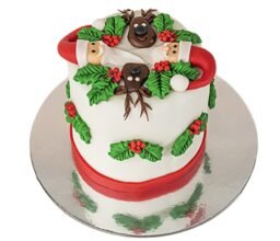 Santa and Reindeer Christmas Cake