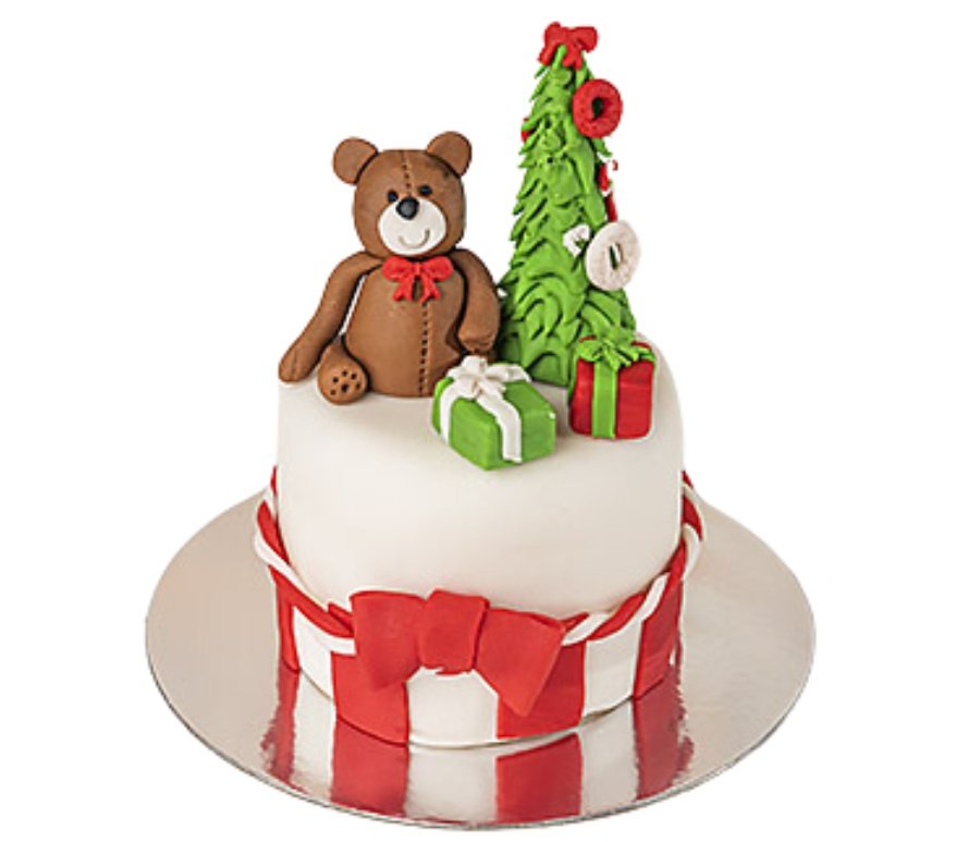 Chocolate Teddy and Tree Christmas Cake