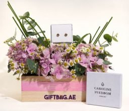 Golden Aura Blooms with Classic Stud Earrings
