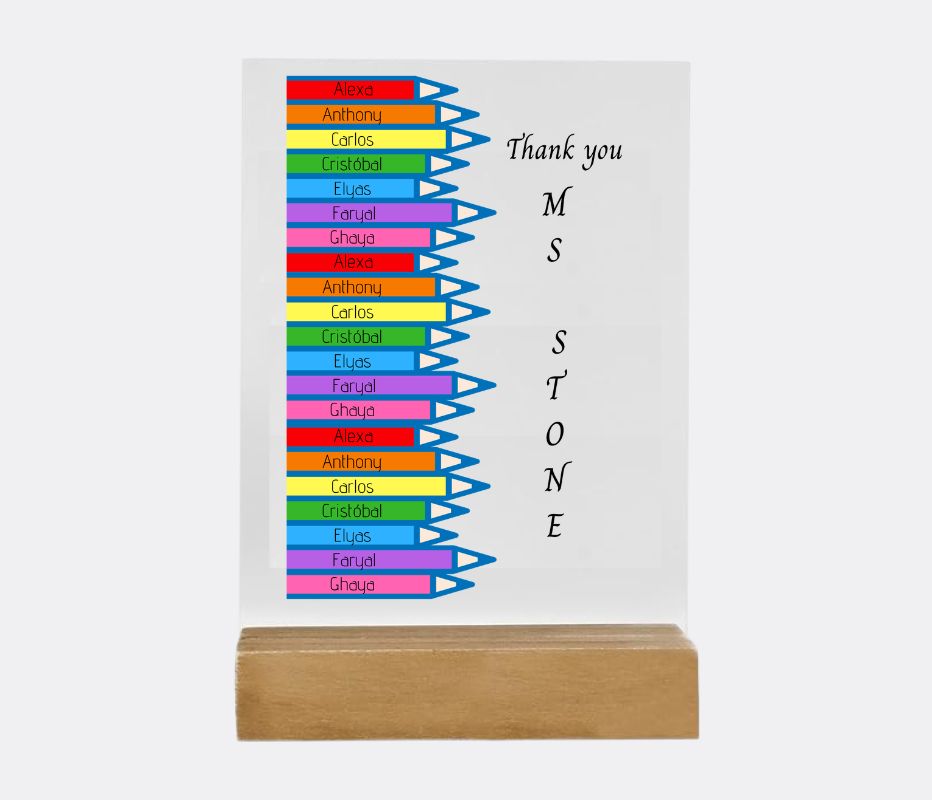 Colour Pencils Thank You Teacher Personalised Acrylic Plaque