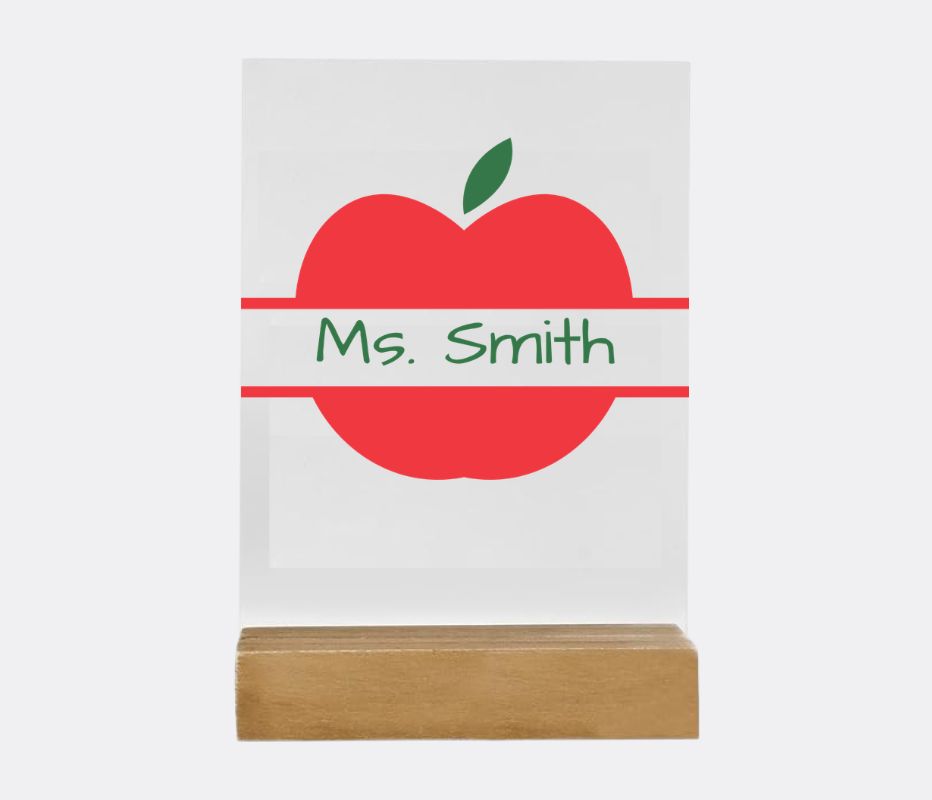 Red Apple Teacher Personalised Acrylic Plaque
