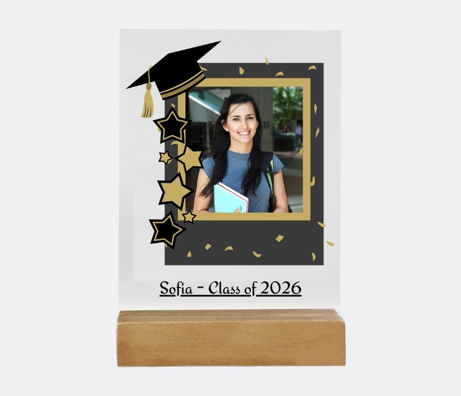 Gold Stars Graduation Photo Acrylic Plaque