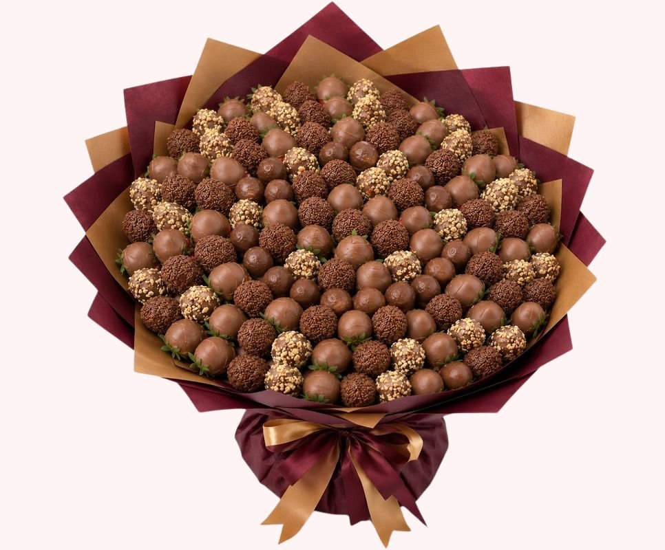 Grand Golden Chocolate & Strawberry Bouquet - Image 2