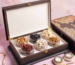 Wooden 6 Jar Nuts Indulgence Box